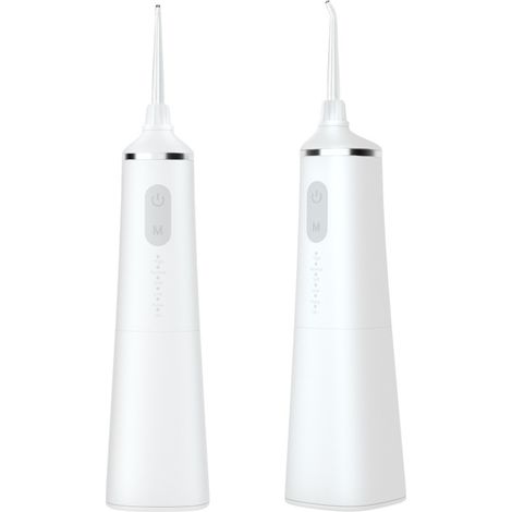 Hydropulseur électrique sans fil, rechargeable, 5 modes, réservoir d'eau de 240 ml, étanchéité IPX7, idéal pour les voyages et la maison (blanc) (1/5)