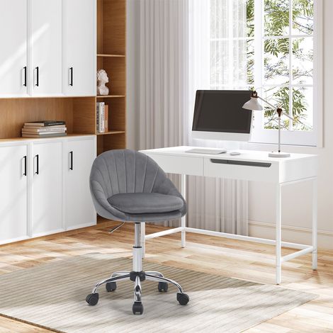 WOLTU Bürostuhl Ergonomischer,Bürostuhl Schminkstuhl drehbar, Schreibtischstuhl mit Rollen, bis 150 kg belastbar, Drehstuhl für Arbeitszimmer Schlafzimmer, Samt, Dunkelgrau