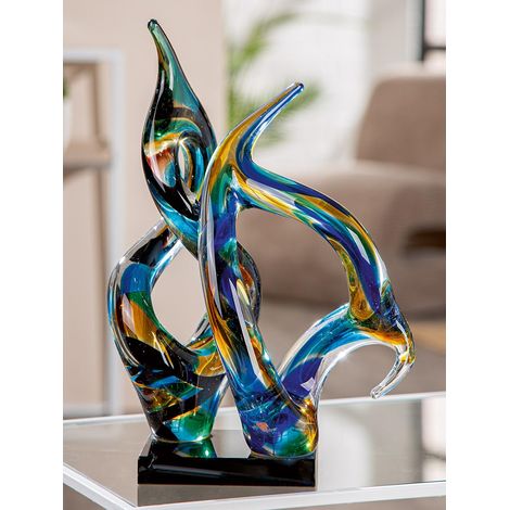 Sculpture en Verre, Multicolore, Surface Brillante, 33 cm de Haut, 21 cm de Large, 16 cm de Profondeur (1/4)