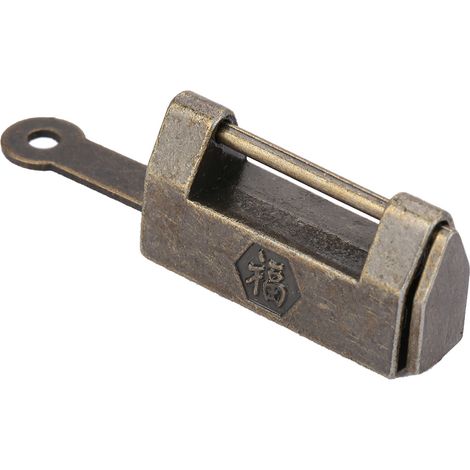 Chinese Vintage Padlock Antique Retro Style Lock Key for Jewelry Box Drawer (Small)