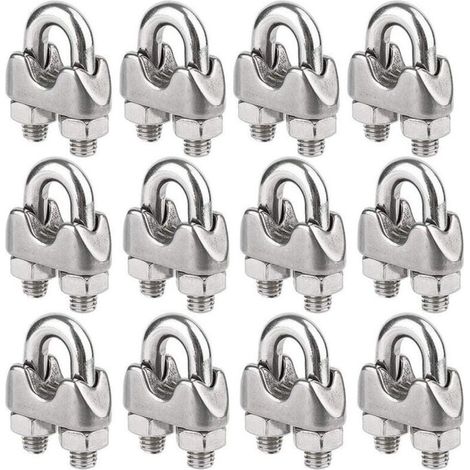 Lot de 12 Serre-câbles étrie en Acier Inoxydable pour Câble Métallique de 4mm Diamètre(M4) (1/5)