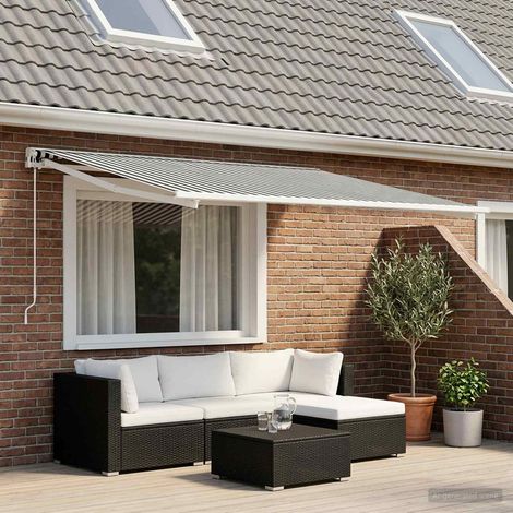 Teenpull – Markisenersatzstoff Anthrazit und Weiß 300 x 250 cm Polyester (1/5)