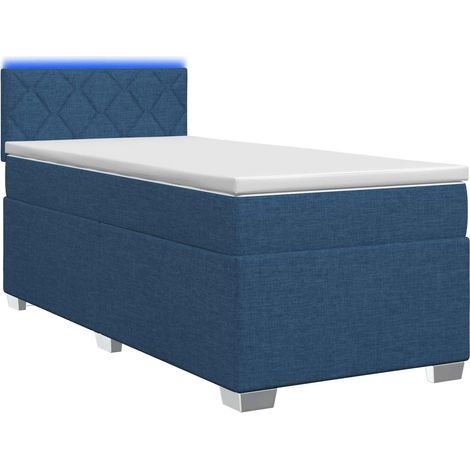 Maison Exclusive - Lit de box spring avec matelas et LED Bleu 90 x 200 cm Tissu (1/5)
