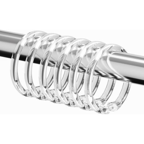 Lot de 12 anneaux de rideau de douche en plastique transparent, crochets de rideau de douche à clic facile (1/4)