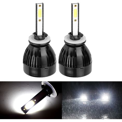 Paar 880/881 80W 6000K weiße COB-LED-Scheinwerfer, 4-seitige Beleuchtung mit Kühlventilator (1/5)