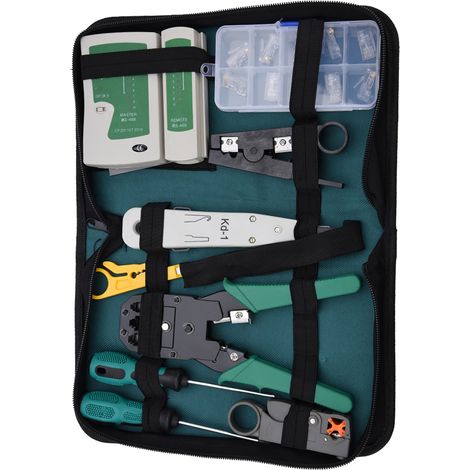 Kit d'outils de service réseau LAN, kit de testeur de câbles, kit combiné de 11 pièces pour RJ11 et RJ45