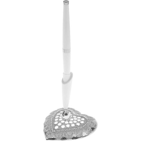 Stylo de table avec porte-stylo en forme de cœur pour coffret cadeau de mariage (Argent)-Silver (1/3)