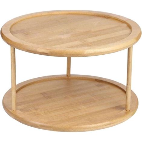 Étagère à Épices Tournant Bois 2 Niveaux pour Organisation Cuisine Armoire (1/3)