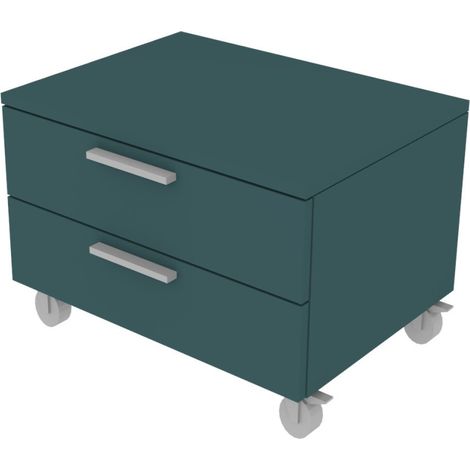 Cassettiera 2 cassetti - Design moderno, chiusura rallentata - Verde Petrolio (1/5)