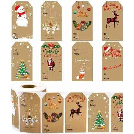 1roll 300pcs/rolls Autocollants D'étiquette De Cadeau De Noël Noël Auto-adhésif Cadeau Autocollants Pour Cadeau Noël Sac Étiquette Autocollant Stickers Noël Festival Décoratifs étiquettes Autocollants (1/4)