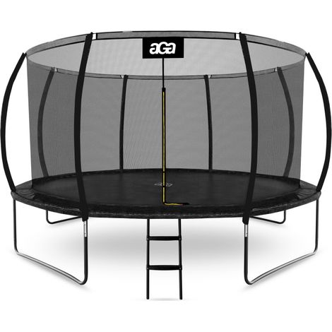 Aga SPORT EXCLUSIVE Trampolin, Kindertrampolin, Gartentrampolin mit Sicherheitsnetz 366 cm Schwarz + Schutznetz + Leiter (1/4)