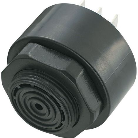 Buzzer piezoelettrico con terminali faston 6,35mm, ⌀43cm, 80dB, 12Vdc 20mA - Kepo KPI-G4313-3409 (1/2)
