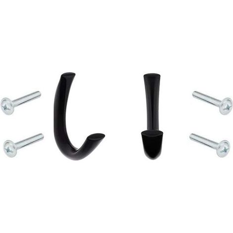 ganchos metálicos sencillos, acabado negro pulido, 65 mm de alto, con tornillos. Muebles de cocina/baño, soporte para toallas/abrigos/camisas/paños de cocina, decoración del hogar, gancho de pared. (1/3)