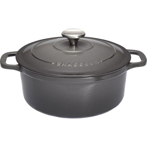 Chasseur - Cocotte ronde 20 cm chasseur gris caviar interieur noir