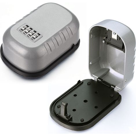 4 Digit Combination Key Lock Box Wall Mounted, Safe Storage Zinc Alloy Lock Box with Lid (1/5)