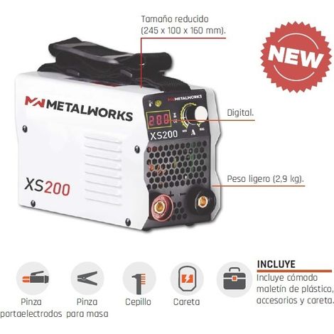 Soldadora inverter de electrodos MMA METALWORKS XS200 (1/2)