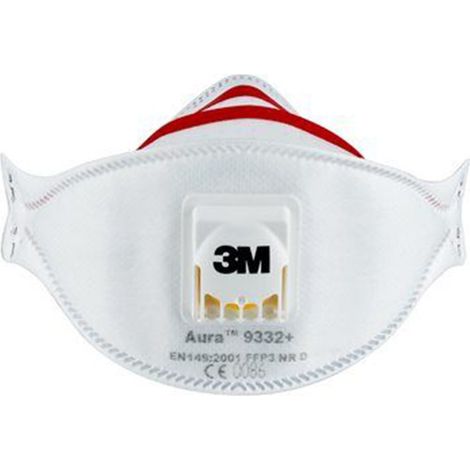 3M – Lot de 10 masques jetables FFP3 avec soupape – Protection anti-poussière – Conception 3 panneaux – Élastiques colorés pour identification