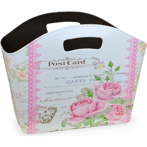 Borsetta Contenitore Flowers con manici fantasia rosa cm 40 x 15 x h 30
