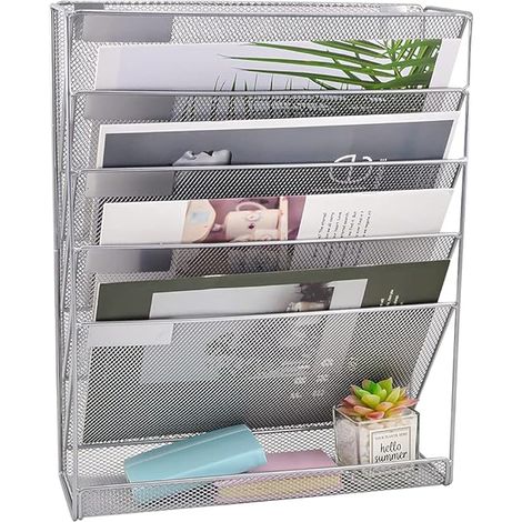 Organiseur bureau vertical maille, rangement documents niveaux avec plateau (1/5)