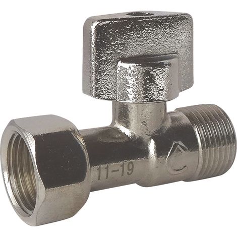 Robinet de WC 1/4 de tour droit nickelé M12/17 - Ecrou Prisonnier 12/17 (1/2)