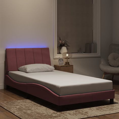 Estructura de cama con LED sin colchón Hanko terciopelo rosa 100x200 cm vidaXL (1/5)