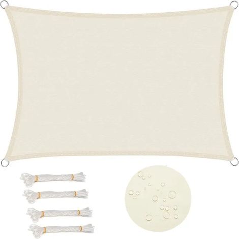 Voile d'ombrage rectangulaire 3x4 m Imperméable Anti 93% UV résistant à l'eau Protection Contre Le Vent Protection UV (1/5)