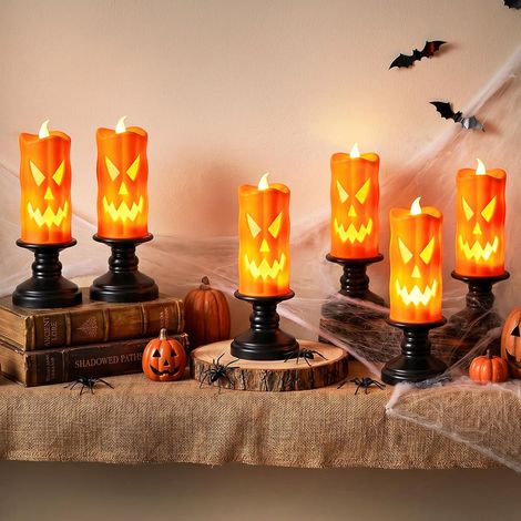 Lot 6 bougies LED citrouille sans flamme (1/5)