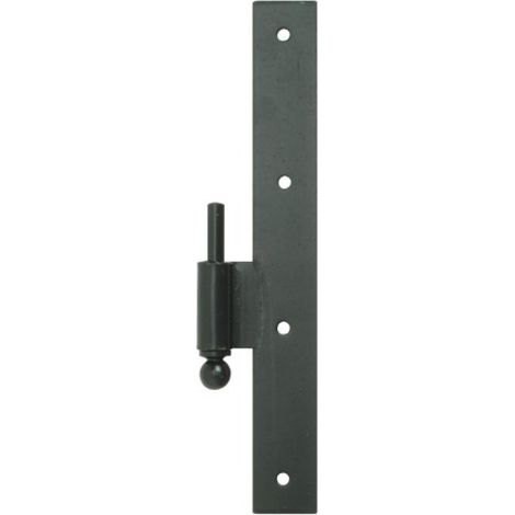 Gond gauche hauteur 500 mm pour paumelles à boule en acier phorétique noir à visser pour volets et portail (1/2)