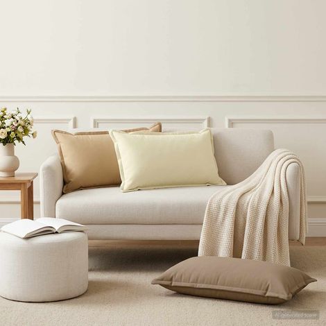 Housse de coussin 2 pc HOUTEN Beige 40 x 70 cm Polyester (1/5)