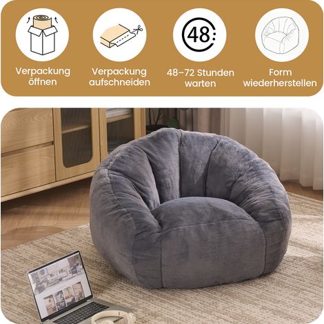 Pouf, un pouf pour adultes et enfants, un pouf de sol ultra doux, confortable et moelleux, idéal pour jouer, lire et se détendre - Moyen (Gris clair) (1/4)