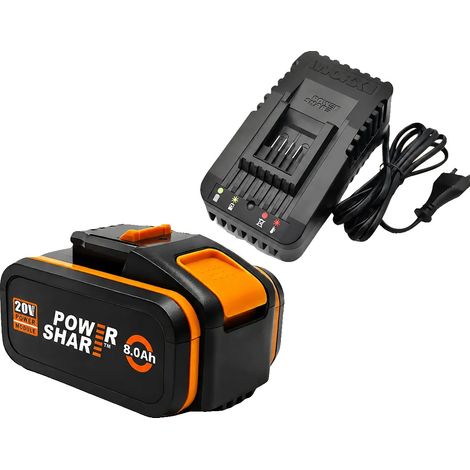 Batería para herramientas eléctricas Worx de 8 Ah x 1-1, capacidad de 8000 mAh, compatibilidad versátil, cargador incluido. (1/2)
