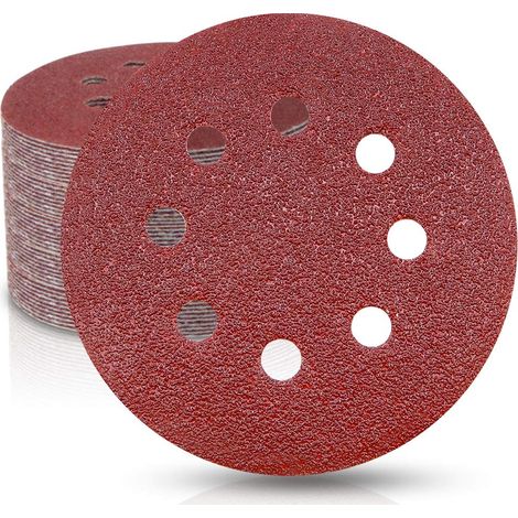 Lot de 50 disques abrasifs 8 trous 12,7 cm avec crochet et boucle pour ponceuse orbitale aléatoire (1/5)