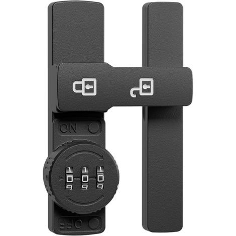 Serrure à loquet à combinaison 90/180 degrés pour porte coulissante/battante, verrou pour portail, grange, garage, abri de jardin, fenêtre, armoire, mot de passe à 3 chiffres, sans clé (noir + lumineu (1/5)