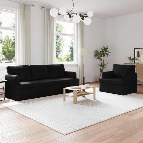 Sofa Set 2 pcs Schwarz 201 x 80 x 85 cm Stoff