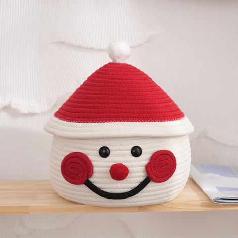 Œufs de bonhomme de neige Boîte de rangement de Noël Panier tressé fixe Rouge blanc 22cm15cm (1/4)