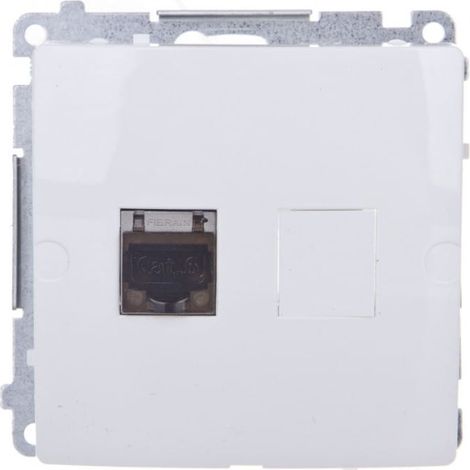 Prise jack 3,5 mm (RJ45 cat.6) blindée, blanche, Simon Basic BM61E.01/11