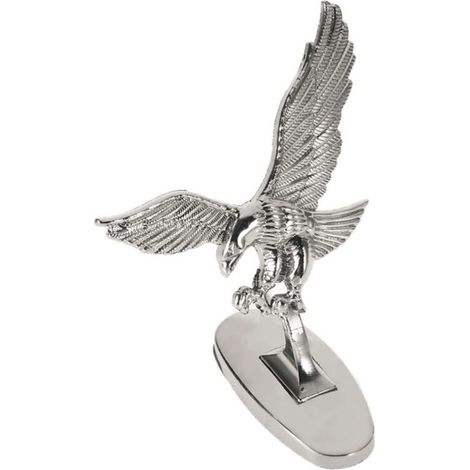 3D Chrome Fit for Eagle Badge Car Logotype de la Cloche Avant pour les Voitures, Décoration de Zincclégation Longue Allongée pour les Amateurs, Argent, 8,5 8,5 Cm (Comme montré) (1/5)