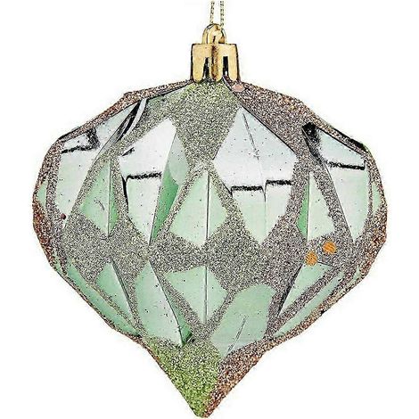 Boules de Noël Krist+ Diamant en plastique vert 8 cm, lot de 6