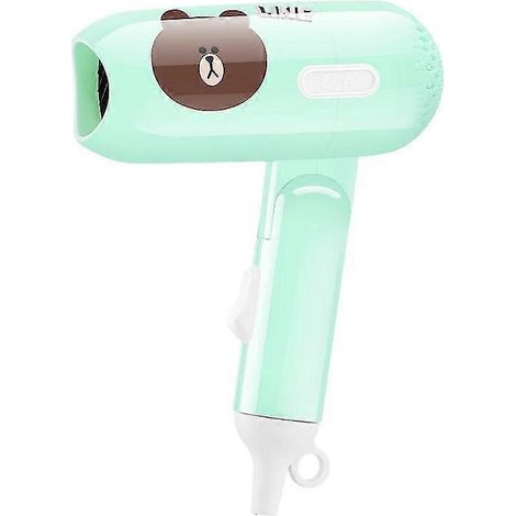 Sèche-cheveux mignon à motif dessin animé, pliable, à deux vitesses, pour étudiants ou pour la maison. Mini sèche-cheveux portable.-blue