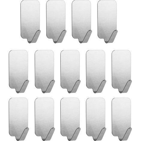 Ganchos adhesivos de pared Flintronic de 14 piezas, ganchos adhesivos, ganchos para toallas sin taladrar, acero inoxidable, para cocina, baño, para colgar abrigos, toallas y llaves. (1/5)