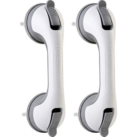 Barre d’appui douche sans perçage, lot de 2 poignées de sécurité à ventouse puissante, antidérapantes, maintien stable pour salle de bain, toilettes et surfaces lisses, aide à la mobilité (1/4)