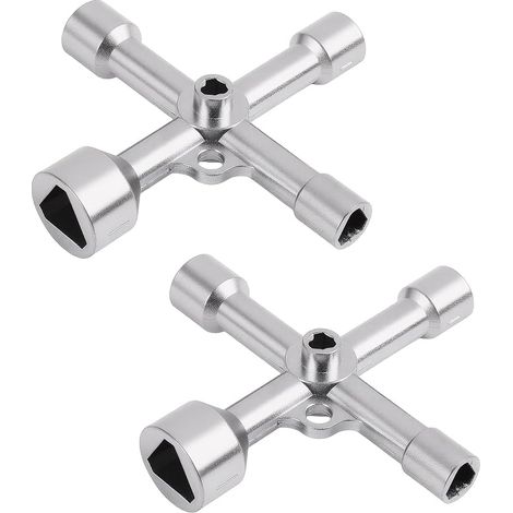 2 x Triangle Wrench, 5 Sizes 7 mm/10 mm/12 mm/13 mm/18 mm, Multifunction Tool for Electricity, Gas, Water, Meters and Cabinets, Triangle and Square Wrench (1/5)