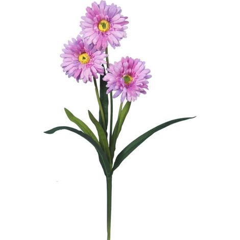 Rama de gerbera artificial 3 en color brezo, decoración realista, 55 cm