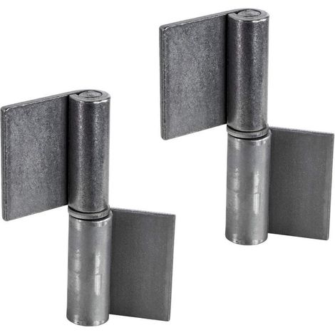 SABIR Charnière de porte à souder - métalliques Hauteur = 80 mm DIN à droite Charnière robuste pour portail de jardin et machines charnière de porte pour portails en acier - 2 pièces (1/4)