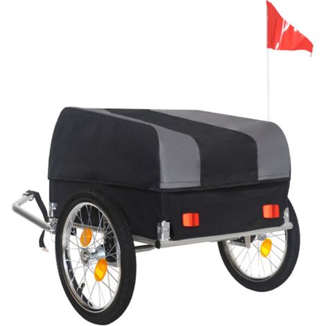 Remorque vélo chargement 40 kg avec housse imperméable amovible et roues 16 pouces pliable gris/noir (1/5)