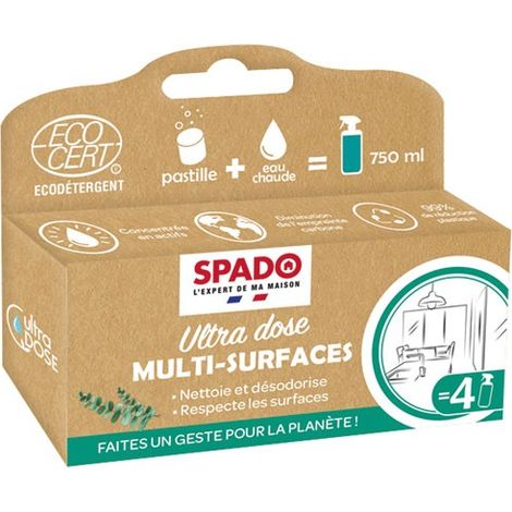 Pastilla de 8g Limpiador Multiusos para Superficies a Diluir x4 Ecocert - Spado