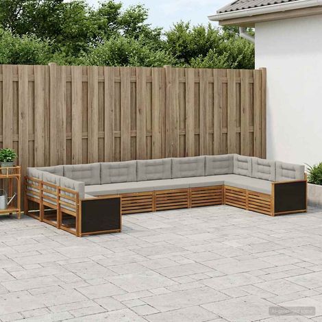 vidaXL Sofagarnituren mit Kissen 10 pcs Massivholz Akazie (1/5)