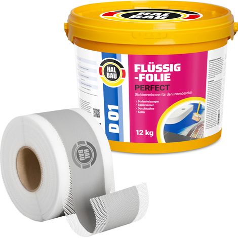 HALBAU Dichtset für Duschabdichtung Bad Abdichtung Dichtband Flüssigfolie 12kg H21 (1/5)