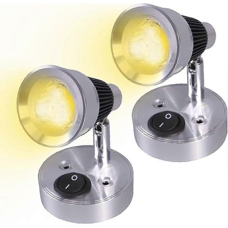 2 spots LED 12 V, 3 W, sphériques, en aluminium, 330 lm, pour liseuses murales. (1/5)