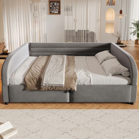Polsterbett 140x200 cm Grau mit hydraulischem Stauraum und RGB-LED (1/5)